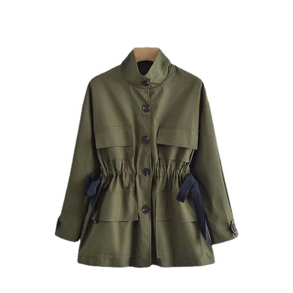 women's trench coats large size solid color windbreaker coat 2021 spring and autumn stand collar waist drawstring wear, Tan;black
women's trench coats large size solid color windbreaker coat 2021 spring and autumn stand collar waist drawstring wear, Tan;black