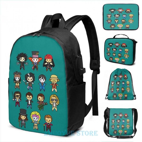 backpack funny graphic print the johnny depp collection usb charge men school bags women bag travel laptop
backpack funny graphic print the johnny depp collection usb charge men school bags women bag travel laptop