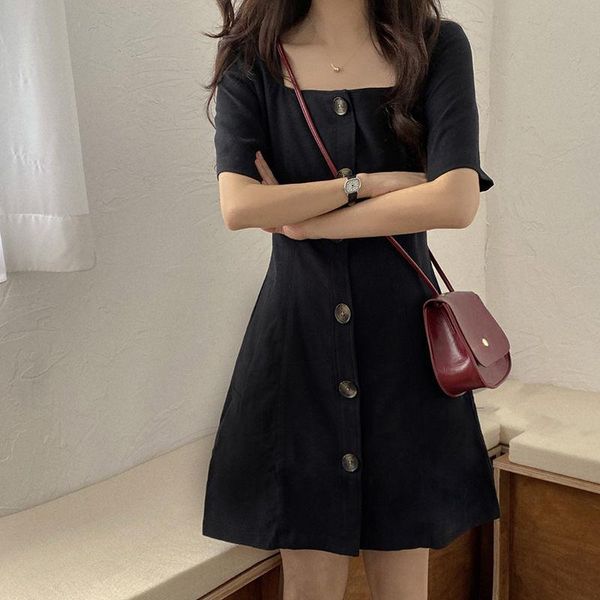 casual dresses dress women square collar single-breasted short sleeve slender mini harajuku solid black elegant vintage simple vestidos stud, Black;gray
casual dresses dress women square collar single-breasted short sleeve slender mini harajuku solid black elegant vintage simple vestidos stud, Black;gray