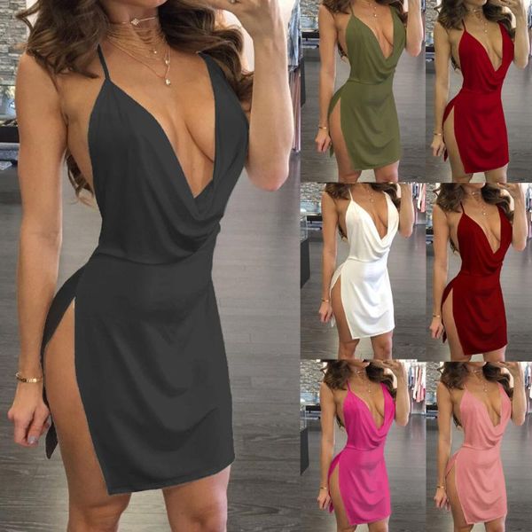 sleeveless dress spaghetti strap mini dress fashion womens deep v-neck halter backless slit mini party club #t1p, Black;gray
sleeveless dress spaghetti strap mini dress fashion womens deep v-neck halter backless slit mini party club #t1p, Black;gray