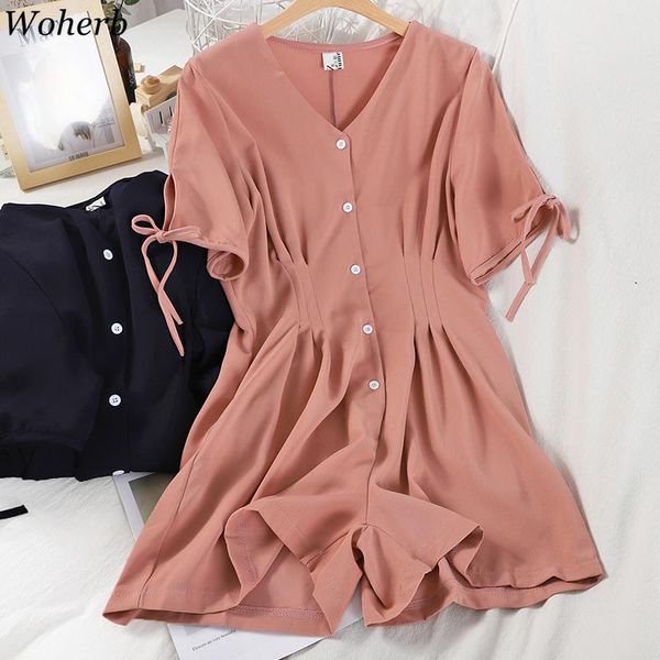 women's jumpsuits & rompers woherb women jumpsuit summer fashion v-neck single breasted bodysuit lace up slim fit solid wide leg short, Black;white
women's jumpsuits & rompers woherb women jumpsuit summer fashion v-neck single breasted bodysuit lace up slim fit solid wide leg short, Black;white