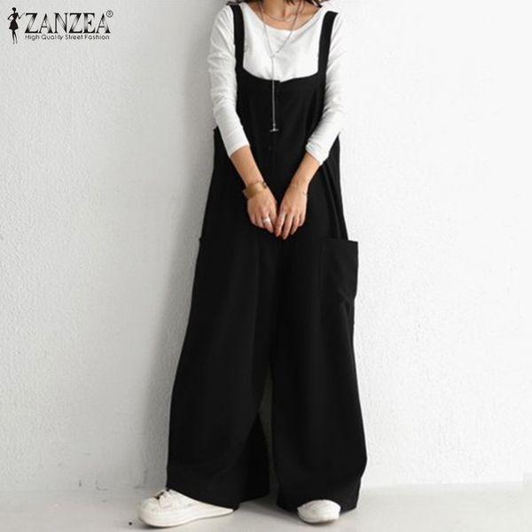2021 new zanzea women summer casual straps overalls female buttons wide leg jumpsuits long suspenders playsuits solid loose rompers s-5xl sj, Black;white
2021 new zanzea women summer casual straps overalls female buttons wide leg jumpsuits long suspenders playsuits solid loose rompers s-5xl sj, Black;white