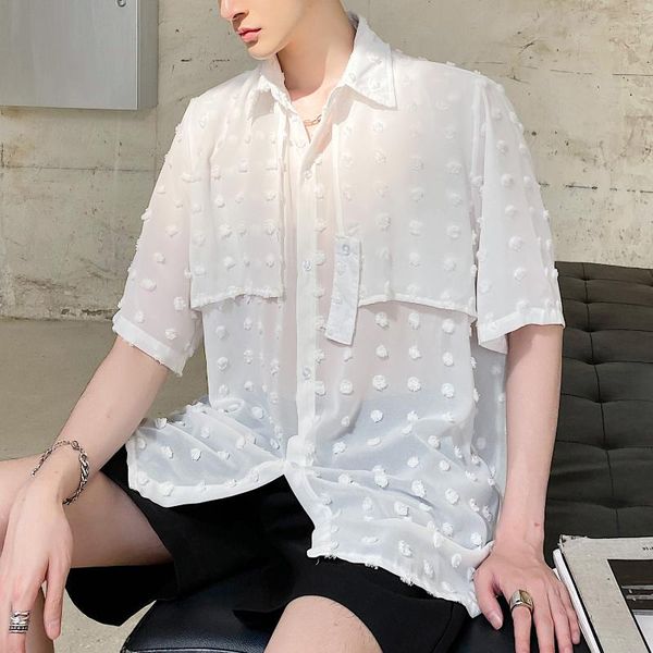 transparent three-dimensional polka dot shirt men designer summer short sleeve shirt men fashion loose fit big size top, White;black
transparent three-dimensional polka dot shirt men designer summer short sleeve shirt men fashion loose fit big size top, White;black