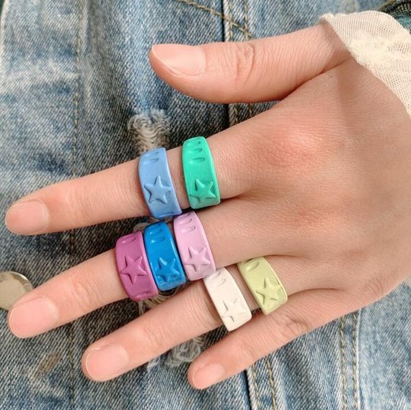 trendy summer colorful geometric star metal rings candy color irregular dripping oil open rings for women jewelry, Silver
trendy summer colorful geometric star metal rings candy color irregular dripping oil open rings for women jewelry, Silver