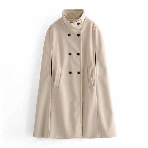 women's wool & blends 2021 fall fashion loose all match cape woolen coat jacket for women stand collar double breasted sollid color chi, Black
women's wool & blends 2021 fall fashion loose all match cape woolen coat jacket for women stand collar double breasted sollid color chi, Black