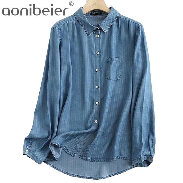 denim women striped shirt turn down collar long sleeve blouse streetwear casual outwear 210604, White
denim women striped shirt turn down collar long sleeve blouse streetwear casual outwear 210604, White