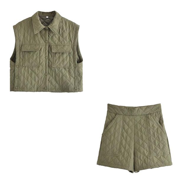 women's tracksuits xikom autumn women vintage two-piece set single-breasted green loose vest female streetwear high waist casual shorts, Gray
women's tracksuits xikom autumn women vintage two-piece set single-breasted green loose vest female streetwear high waist casual shorts, Gray