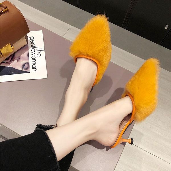 slippers 2021 women mules shoes outside fur fashion slides ladies pumps 6cm heels female lady for, Black
slippers 2021 women mules shoes outside fur fashion slides ladies pumps 6cm heels female lady for, Black