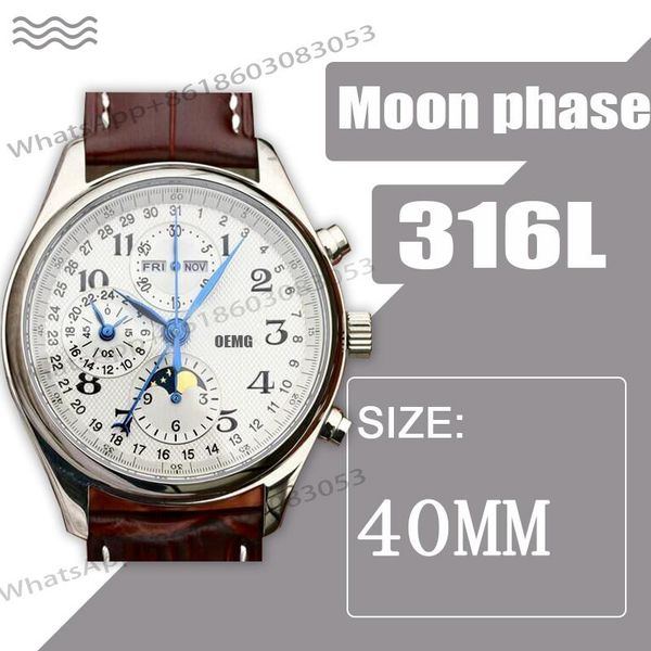 wristwatches men's watches automatic mechanical watch chronograph moon phase 40-42mm leather strap luxury 1:1, Slivery;brown
wristwatches men's watches automatic mechanical watch chronograph moon phase 40-42mm leather strap luxury 1:1, Slivery;brown