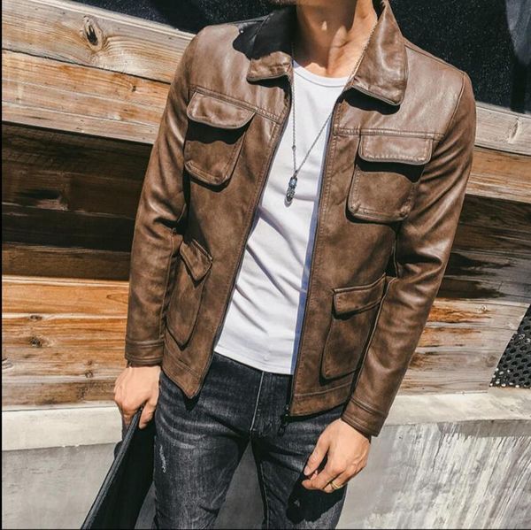 autumn and m-4xl winter new men's multi-pocket leather jacket korean version self-cultivation fashion avant-garde lapel jackets, Black
autumn and m-4xl winter new men's multi-pocket leather jacket korean version self-cultivation fashion avant-garde lapel jackets, Black