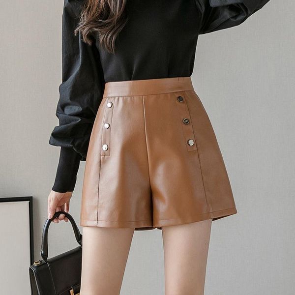 women's shorts women 2021 autumn winter high waist pu leather female casual loose wide leg ladies fashion z391, White;black
women's shorts women 2021 autumn winter high waist pu leather female casual loose wide leg ladies fashion z391, White;black