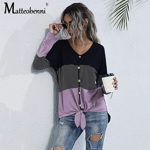 2021 black stripe patchwork casual t-shirt spring autumn female v neck buttons loose tee shirt bowknot t-shirts ladies new 1d2n, White
2021 black stripe patchwork casual t-shirt spring autumn female v neck buttons loose tee shirt bowknot t-shirts ladies new 1d2n, White