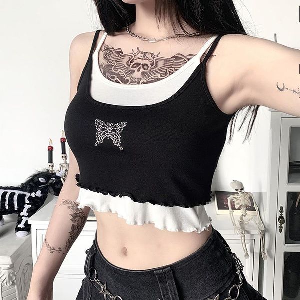 women's tanks & camis goth girl punk gothic camisole women butterfly diamond print strapless vest harajuku dark streetwear black tank t, White
women's tanks & camis goth girl punk gothic camisole women butterfly diamond print strapless vest harajuku dark streetwear black tank t, White