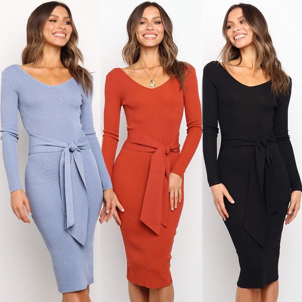 2021 sleeve dresses winter elegant slim v neck backless for women mid calf dress lady g9c9, Black;gray
2021 sleeve dresses winter elegant slim v neck backless for women mid calf dress lady g9c9, Black;gray