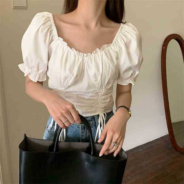 chic french drawstring high waist blouses square collar ruffles girls elegant all match prom shirts 210525, White
chic french drawstring high waist blouses square collar ruffles girls elegant all match prom shirts 210525, White