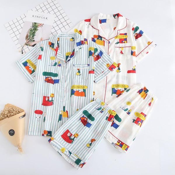 new ladies 100% cotton short-sleeved ladies pajamas suit shorts cute cartoon printing japanese style simple pajamas home service, Black;red
new ladies 100% cotton short-sleeved ladies pajamas suit shorts cute cartoon printing japanese style simple pajamas home service, Black;red