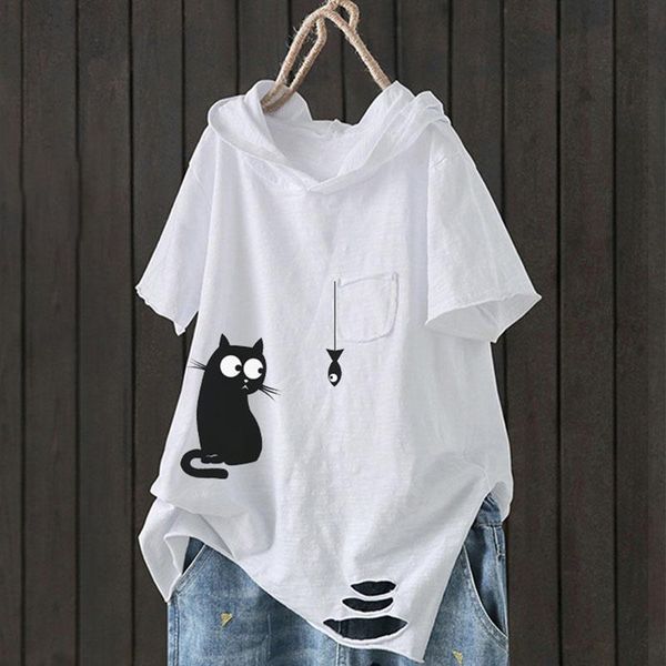 women's t-shirt 100% cotton t shirts y2k cartoon print cat and fish hip hop tshirt women hooded pocket split casual loose tees summer, White
women's t-shirt 100% cotton t shirts y2k cartoon print cat and fish hip hop tshirt women hooded pocket split casual loose tees summer, White