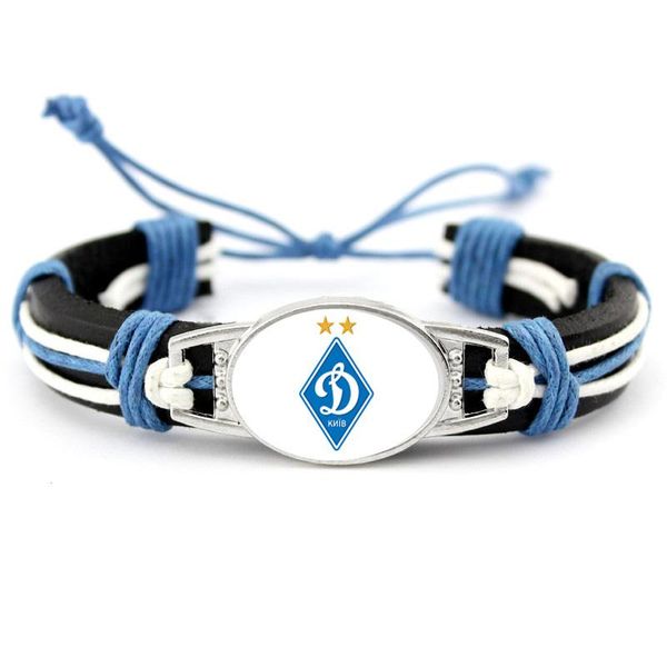 charm bracelets fc dynamo kyiv football diy genuine leather & bangles fans hand braided jewelry drop-, Golden;silver 
charm bracelets fc dynamo kyiv football diy genuine leather & bangles fans hand braided jewelry drop-, Golden;silver