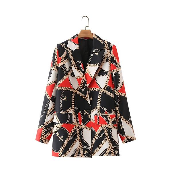 women's suits & blazers spring and autumn casual printed double-breasted pocket decorative jacket, White;black
women's suits & blazers spring and autumn casual printed double-breasted pocket decorative jacket, White;black