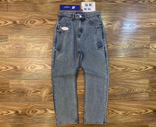 men's jeans plastic edge straight loose adererror men women 1:1 quality streetwear denim ader error pants trousers, Blue
men's jeans plastic edge straight loose adererror men women 1:1 quality streetwear denim ader error pants trousers, Blue