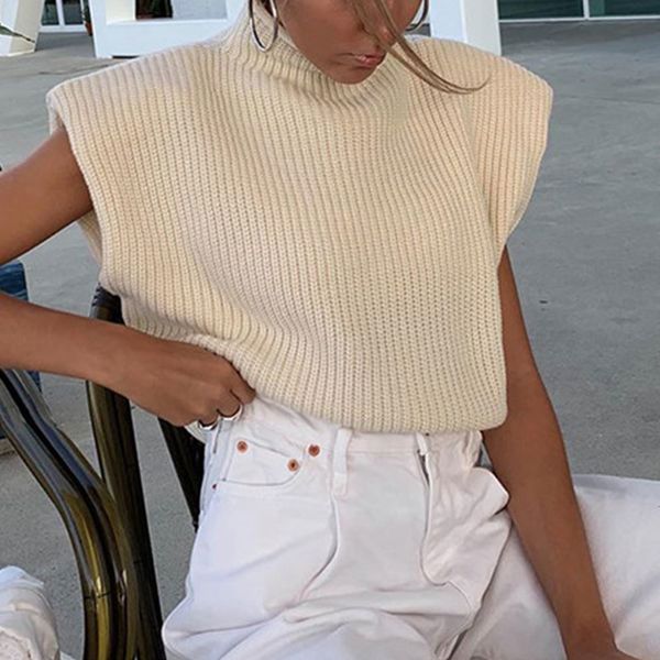 New 2021 Casual Knitwear Tops Harajuku Pullovers Elegant Turtleneck Sleeveless Knitted Vest Sweater Office Lady Spring Jumper MZPC, White;black
New 2021 Casual Knitwear Tops Harajuku Pullovers Elegant Turtleneck Sleeveless Knitted Vest Sweater Office Lady Spring Jumper MZPC, White;black