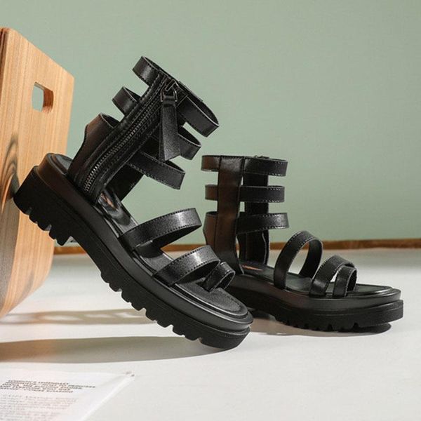 sandals roman womens summer leather hollow trifle bottom breathable shoes thick side zipper designer, Black
sandals roman womens summer leather hollow trifle bottom breathable shoes thick side zipper designer, Black