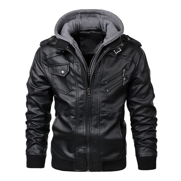 mens outwear bomber vintage autumn black pu leather casual jacket slim fit motorcycle biker coats removable hood 211118
mens outwear bomber vintage autumn black pu leather casual jacket slim fit motorcycle biker coats removable hood 211118