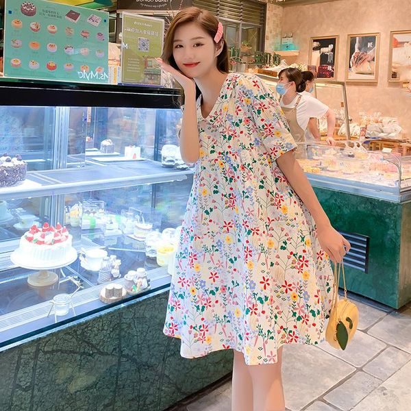 maternity dresses 74049# dress summer cotton short sleeves loose floral mid-long pregnant women mom, White
maternity dresses 74049# dress summer cotton short sleeves loose floral mid-long pregnant women mom, White