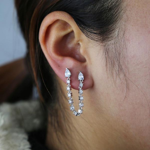 dangle & chandelier korean trendy double ear holes earrings long tassel chain connection studs out bling cubic zirocon ladies earring, Silver
dangle & chandelier korean trendy double ear holes earrings long tassel chain connection studs out bling cubic zirocon ladies earring, Silver