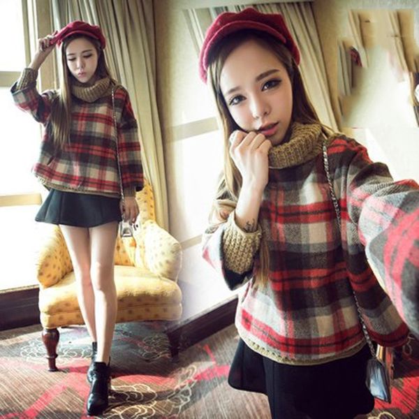 autumn and winter new fake women two parts of british fashion chess bat sleeves loose mantle short student sweater section tb736 4die, White;black
autumn and winter new fake women two parts of british fashion chess bat sleeves loose mantle short student sweater section tb736 4die, White;black