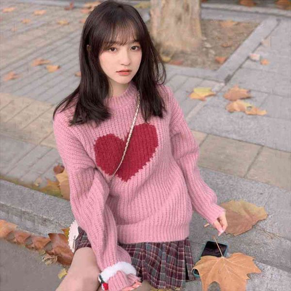 heart sweater o-neck pullover for women sweet knitted sweaters long sleeve loose korean fashion clothing pink jumpers, White;black
heart sweater o-neck pullover for women sweet knitted sweaters long sleeve loose korean fashion clothing pink jumpers, White;black