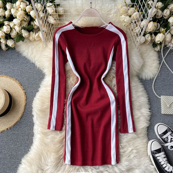 women knitting pencil dress korean elastic slim o neck long sleeve short dress autumn bodycon streetwear dresses, White;black
women knitting pencil dress korean elastic slim o neck long sleeve short dress autumn bodycon streetwear dresses, White;black