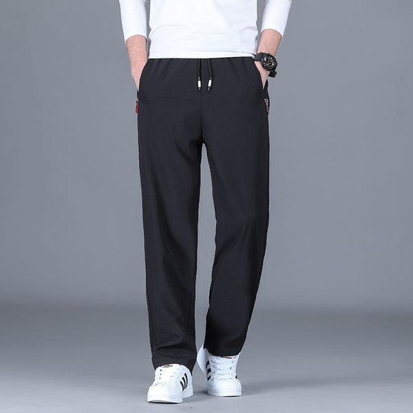 men's pants spring autumn casual straight loose sweatpants large size stretch ice silk drawstring plus fat clothing jogging, Black
men's pants spring autumn casual straight loose sweatpants large size stretch ice silk drawstring plus fat clothing jogging, Black