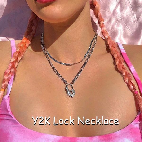 pendant necklaces y2k jewelry shiny crystal lock necklace for women vintage egirl style harajuku geometric ins 2000s aesthetic, Silver
pendant necklaces y2k jewelry shiny crystal lock necklace for women vintage egirl style harajuku geometric ins 2000s aesthetic, Silver