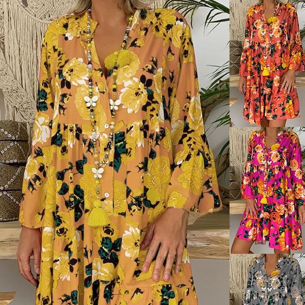 bohemian floral print long flare sleeve casual loose mini dress women lantern sleeve v neck short dresses streetwear, Black;gray
bohemian floral print long flare sleeve casual loose mini dress women lantern sleeve v neck short dresses streetwear, Black;gray