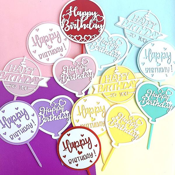 new happy birthday acrylic cake er double layer cake ers for kids gifts birthday party decorations baking supplies