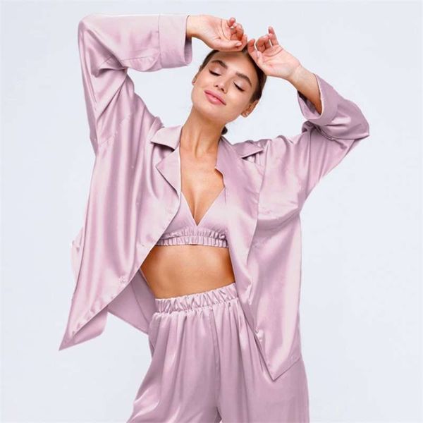 hechan solid loose female pajamas satin turndown collar long sleeve pocket 2 piece set pants homewear silk women sleepwear suits 210928, Black;red
hechan solid loose female pajamas satin turndown collar long sleeve pocket 2 piece set pants homewear silk women sleepwear suits 210928, Black;red