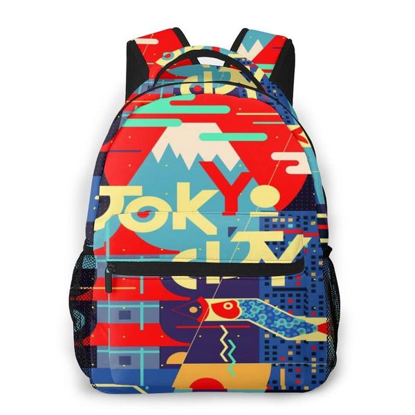 backpack travel pack tokyo city poster sports bag outdoor climbing