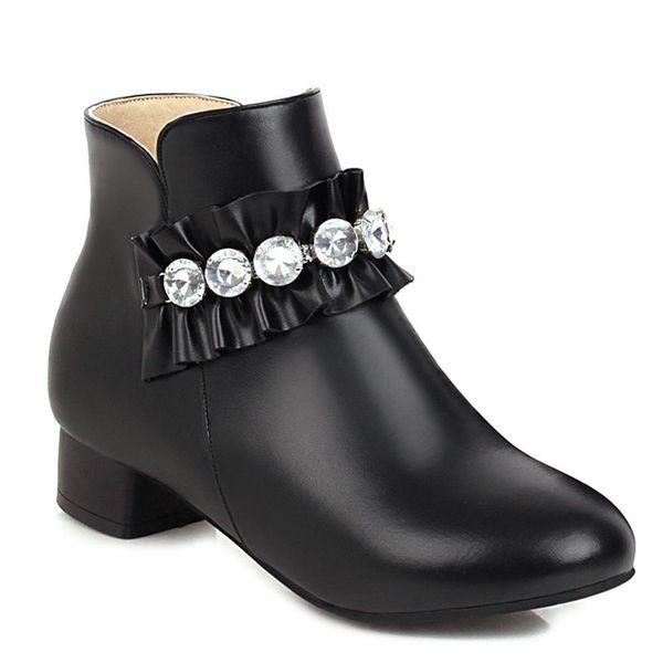 strass lace ankle trimmings low heel round toe short of stuffed pretty pink boots put on women's shoes ybgg, Black
strass lace ankle trimmings low heel round toe short of stuffed pretty pink boots put on women's shoes ybgg, Black