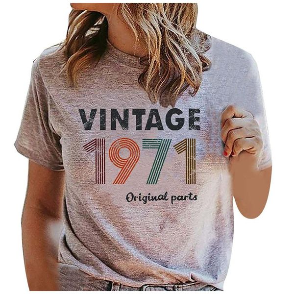 women's t-shirt 50th birthday gift t shirt for women short sleeve fashion letter print original parts tee cute oversize mujer camisetas, White
women's t-shirt 50th birthday gift t shirt for women short sleeve fashion letter print original parts tee cute oversize mujer camisetas, White
