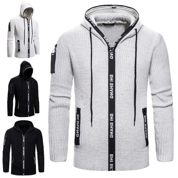 2021european size 2019 autumn new slim and versatile knitted cardigan zipper hooded sweater coat men's, White;black
2021european size 2019 autumn new slim and versatile knitted cardigan zipper hooded sweater coat men's, White;black