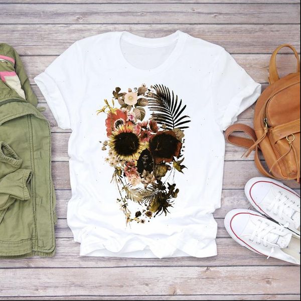 women 2021 skull plant flower printing cute cartoon print lady t shirts womens t shirt ladies graphic tee t shirt, White
women 2021 skull plant flower printing cute cartoon print lady t shirts womens t shirt ladies graphic tee t shirt, White