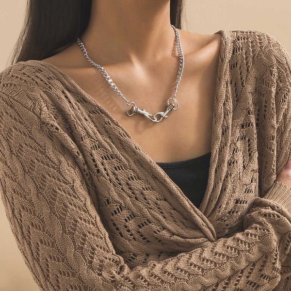 creative jewelry, personalized street snap ring, metal neckchain, fashionable and simple trendy women's alloy necklace, Silver
creative jewelry, personalized street snap ring, metal neckchain, fashionable and simple trendy women's alloy necklace, Silver