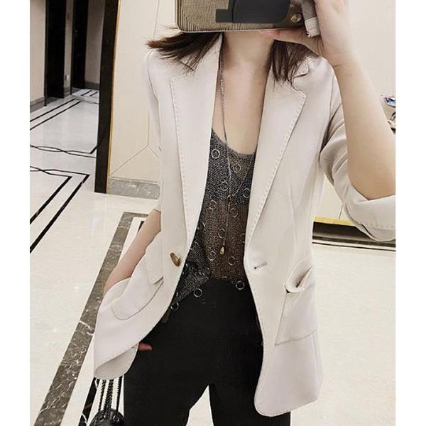 summer spring / 2021 coat women fashion single button solid color three quarter women's blazer suits & blazers, White;black
summer spring / 2021 coat women fashion single button solid color three quarter women's blazer suits & blazers, White;black