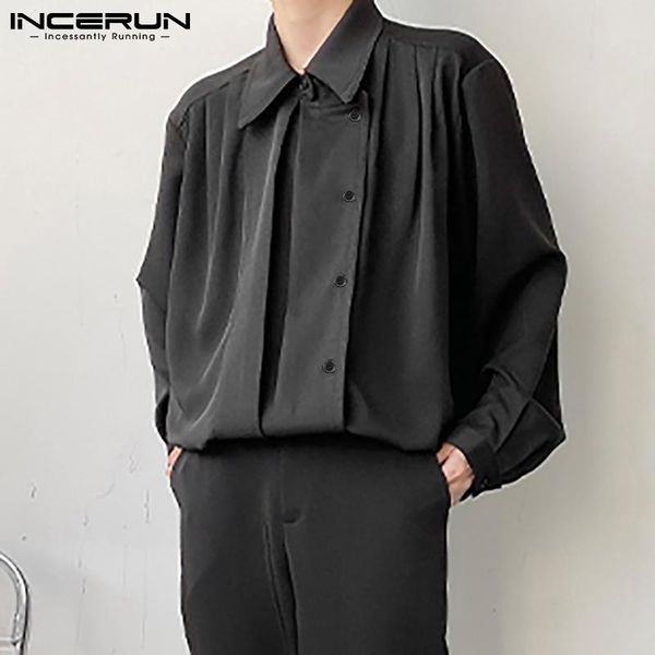 men's casual shirts incerun fashion men shirt solid color 2021 lapel loose long sleeve button camisa masculina streetwear party s-5xl, White;black
men's casual shirts incerun fashion men shirt solid color 2021 lapel loose long sleeve button camisa masculina streetwear party s-5xl, White;black