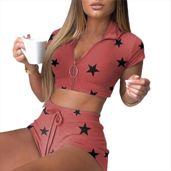 2 pieces set womens pants homewear v neck short sleeve zipper star print crop high waist shorts sports, White
2 pieces set womens pants homewear v neck short sleeve zipper star print crop high waist shorts sports, White