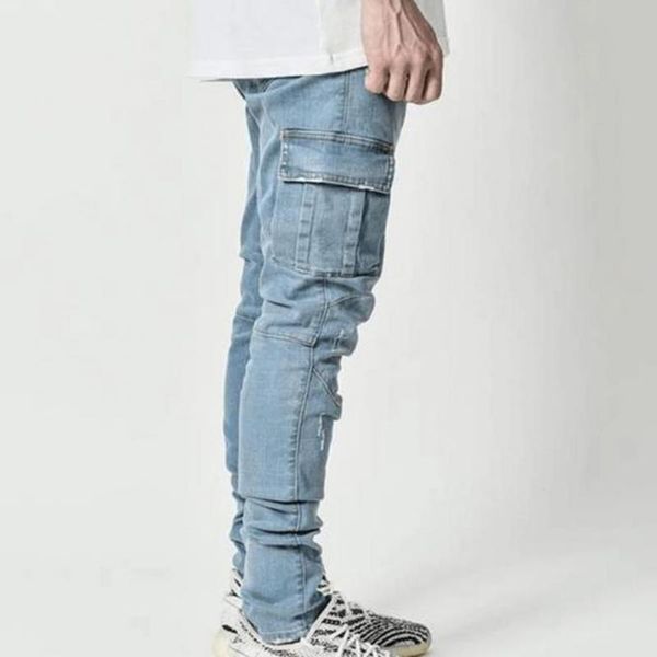 men's jeans skinny breathable cargo soft skin-friendly fashion mid waist long denim pants, Blue
men's jeans skinny breathable cargo soft skin-friendly fashion mid waist long denim pants, Blue