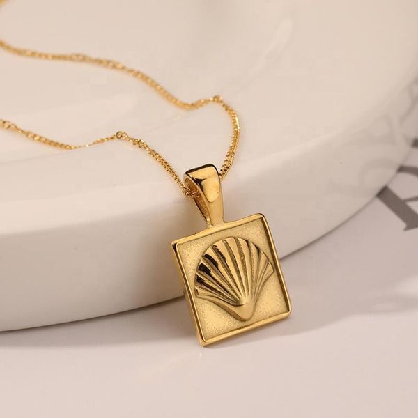 pendant necklaces european and american beach ocean shell square necklace 18k gold plated stainless steel chain jewelry, Silver
pendant necklaces european and american beach ocean shell square necklace 18k gold plated stainless steel chain jewelry, Silver