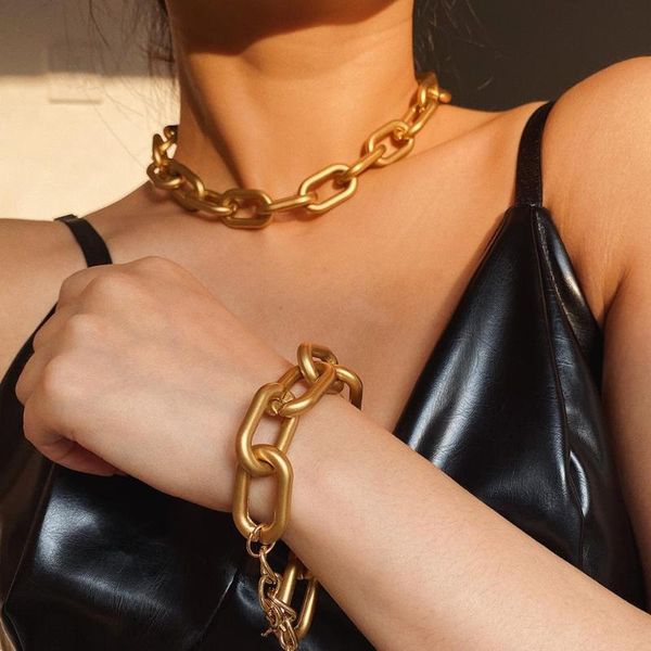 shixin punk thick cuban link chain necklaces/bracelet set for women hiphop chunky choker collar statement chain jewelry set 2021, Silver
shixin punk thick cuban link chain necklaces/bracelet set for women hiphop chunky choker collar statement chain jewelry set 2021, Silver