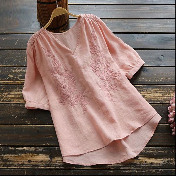 female cotton shirts new 2021 summer v neck embroidery women loose casual blouses shirts plus size p283, White
female cotton shirts new 2021 summer v neck embroidery women loose casual blouses shirts plus size p283, White